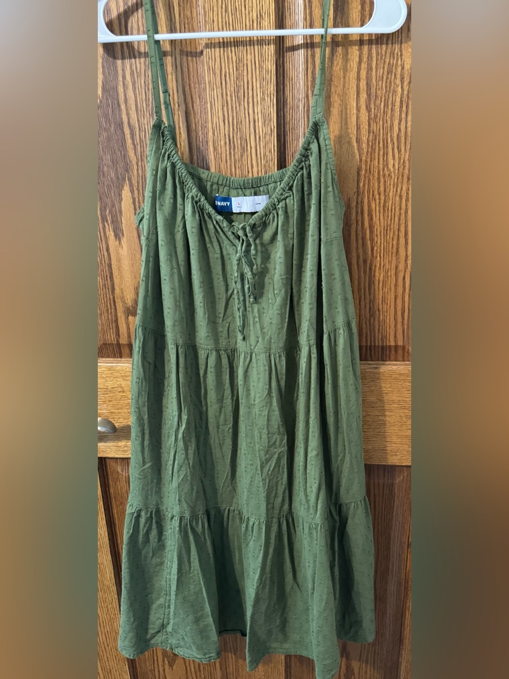 Olive Green Tiered Spaghetti Strap Dress (Large Tall)